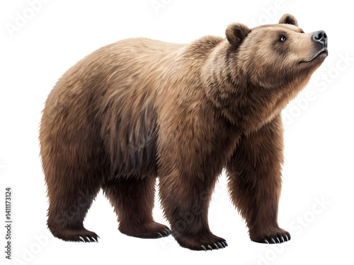 Wallpaper Mural A brown bear stands on a white background. The bear is looking to the right. The bear is large and has a lot of fur Torontodigital.ca