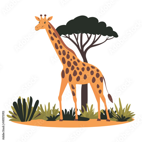 Animal from Africa wildlife illustration giraffe vector