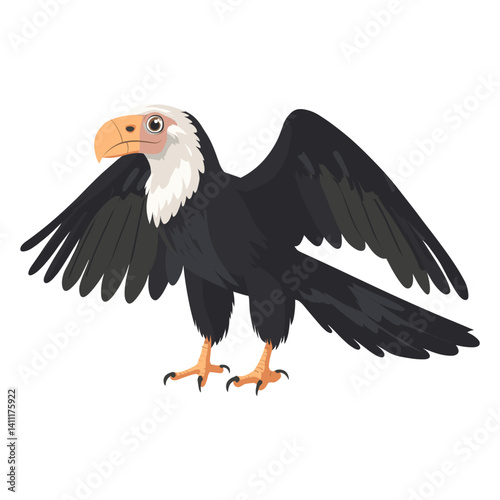 Illustration of Andean Condor vulture cartoon style vector