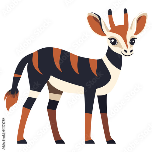 Vector illustration of Okapi antelope wildlife cartoon vector