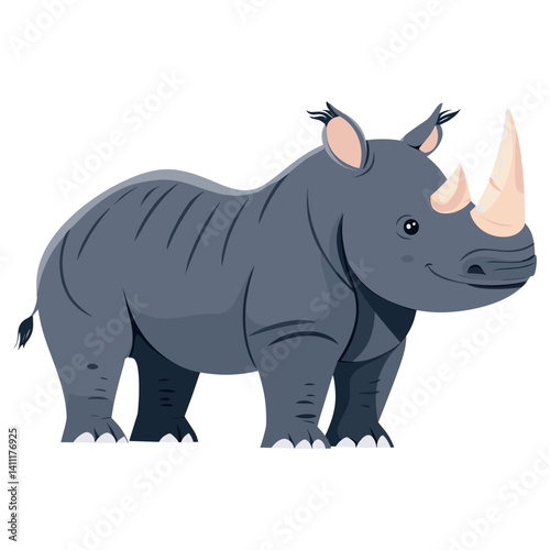 Vector illustration of Rhinoceros rhino wildlife cartoon vector