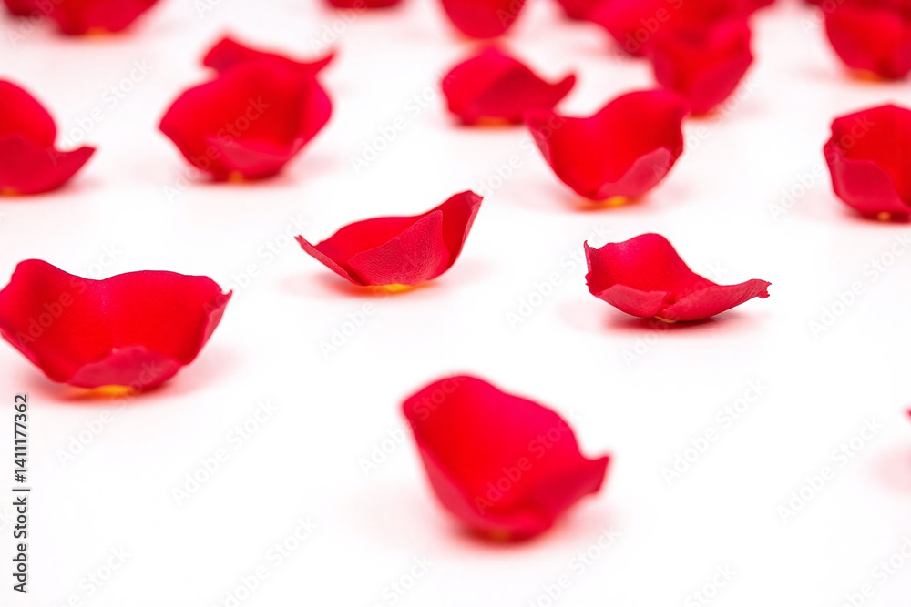 Fototapeta premium bunch of red rose petals flying in the air