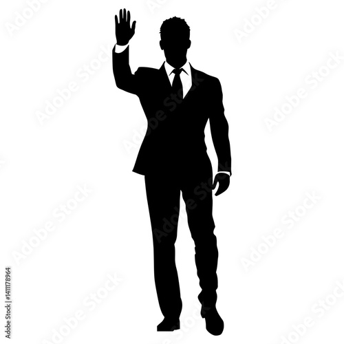 Man waving hand silhouette illustration formal vector
