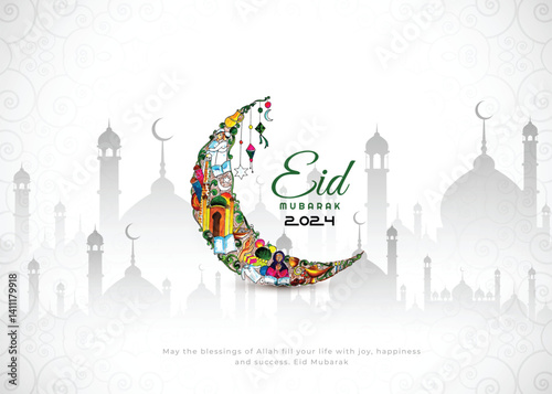 Eid Al Adha mubarak festival, Islamic background vector design, muslims
