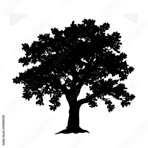 Oak tree silhouette illustration black vector