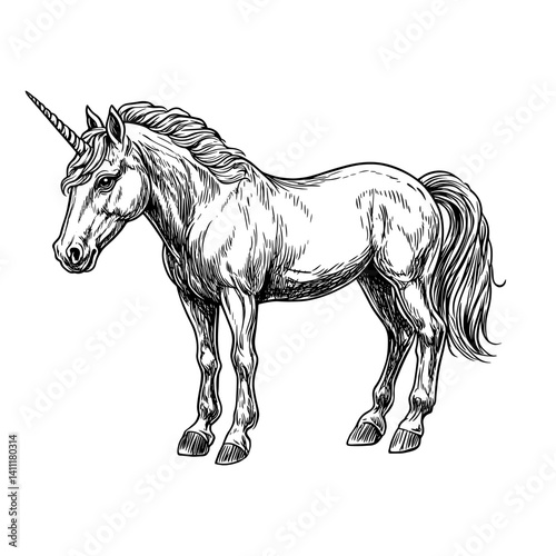 Unicorn art drawing animal vector