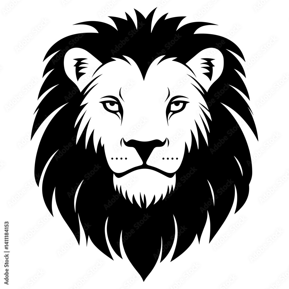 Fototapeta premium Lion face linear illustration wildlife animal vector