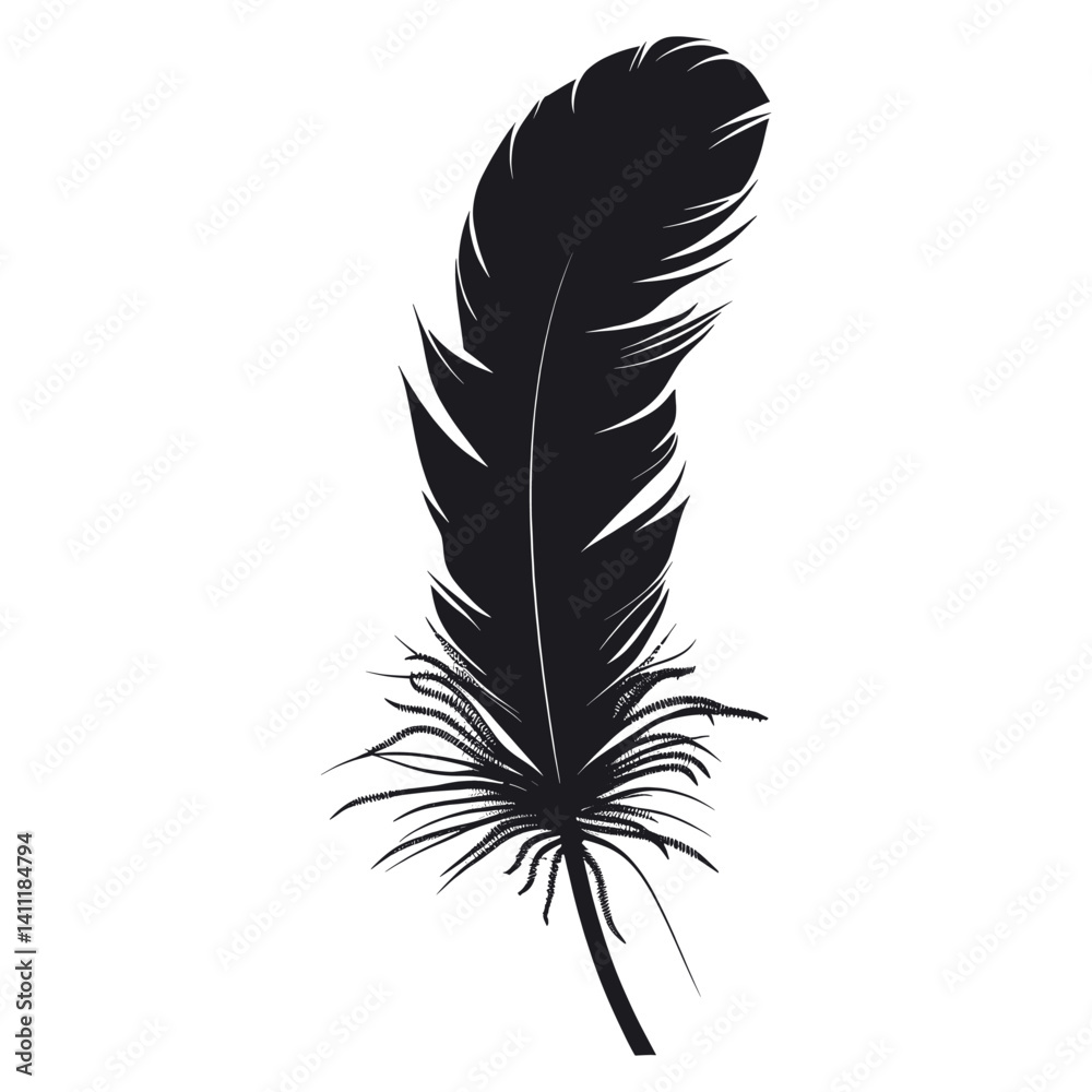 Obraz premium Feather vector silhouette illustration feather vector