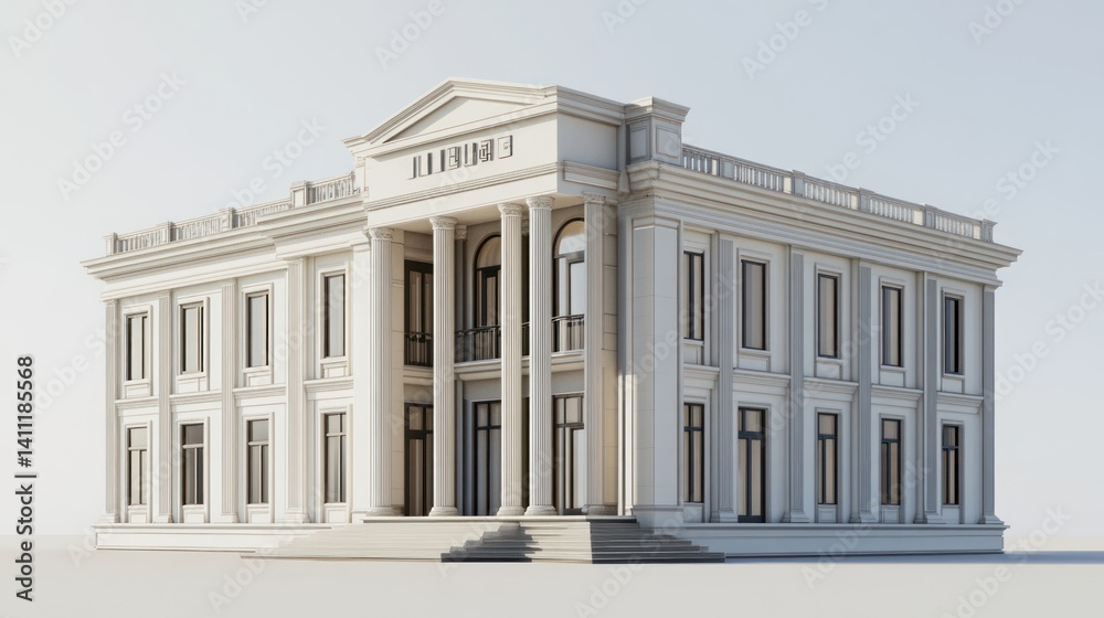 Fototapeta premium Neoclassical Mansion Architectural 3D Model Render