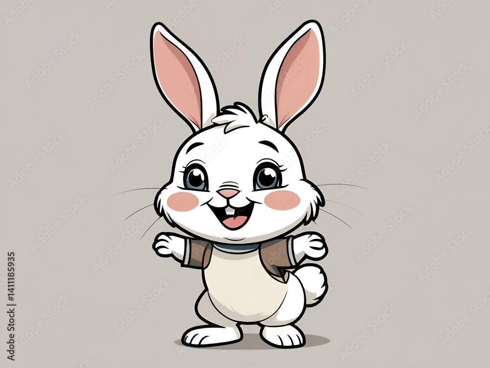 Obraz premium A playful cartoon rabbit design, showcasing a cute and lively character