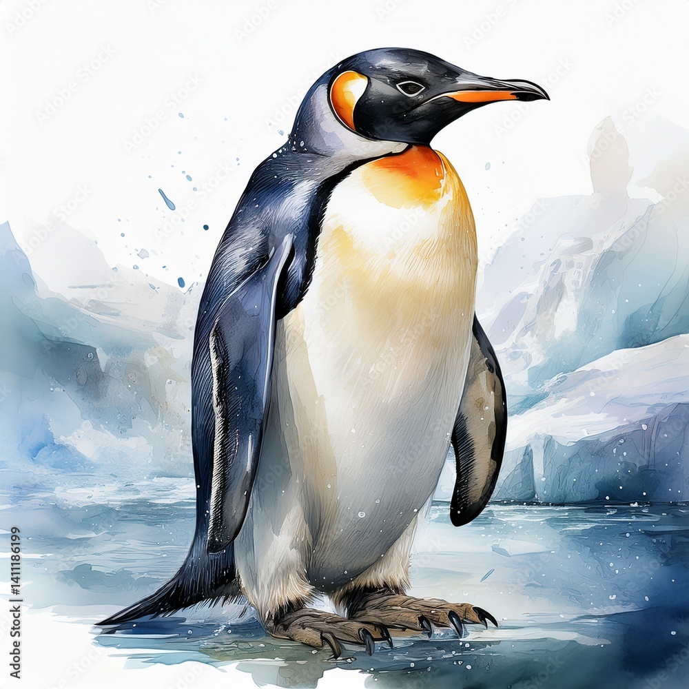 Fototapeta premium Aquarell Kaiserpinguin