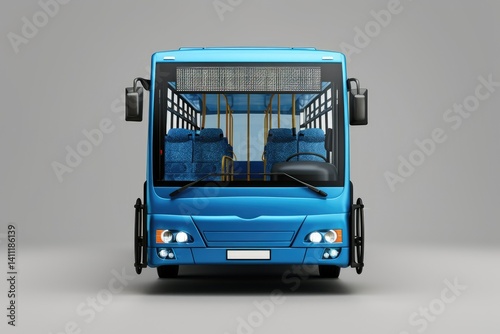 Detailed Visual  of Front View Bus with Disabled People Symbols