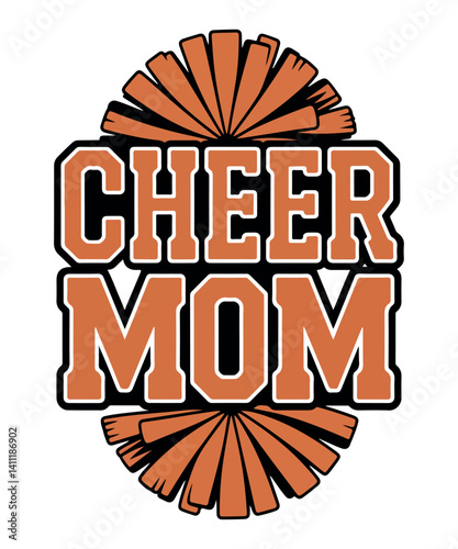 "Cheer Mom Pom-Pom Graphic Design"