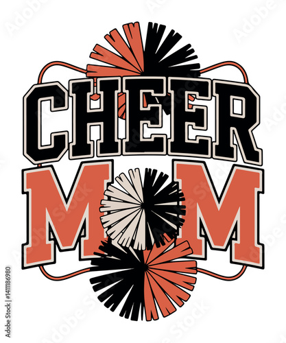 "Cheer Mom Pom-Pom Graphic Design"