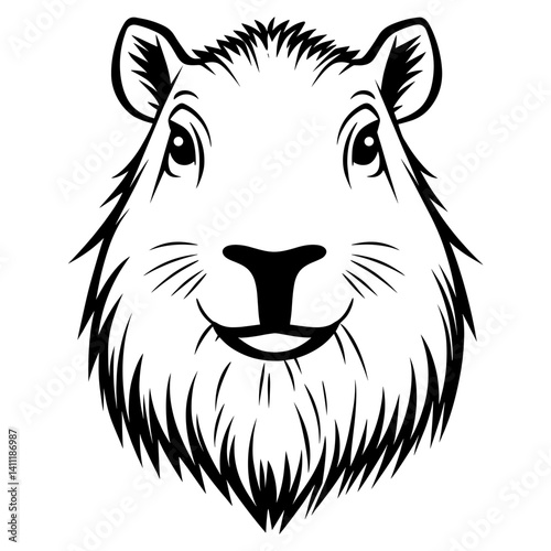Simple Capybara face linear art illustration capybara vector