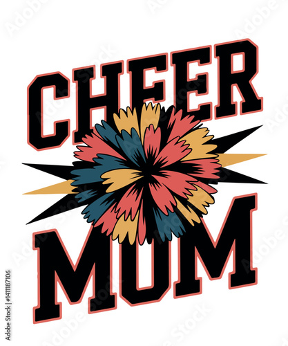 "Cheer Mom Pom-Pom Graphic Design"