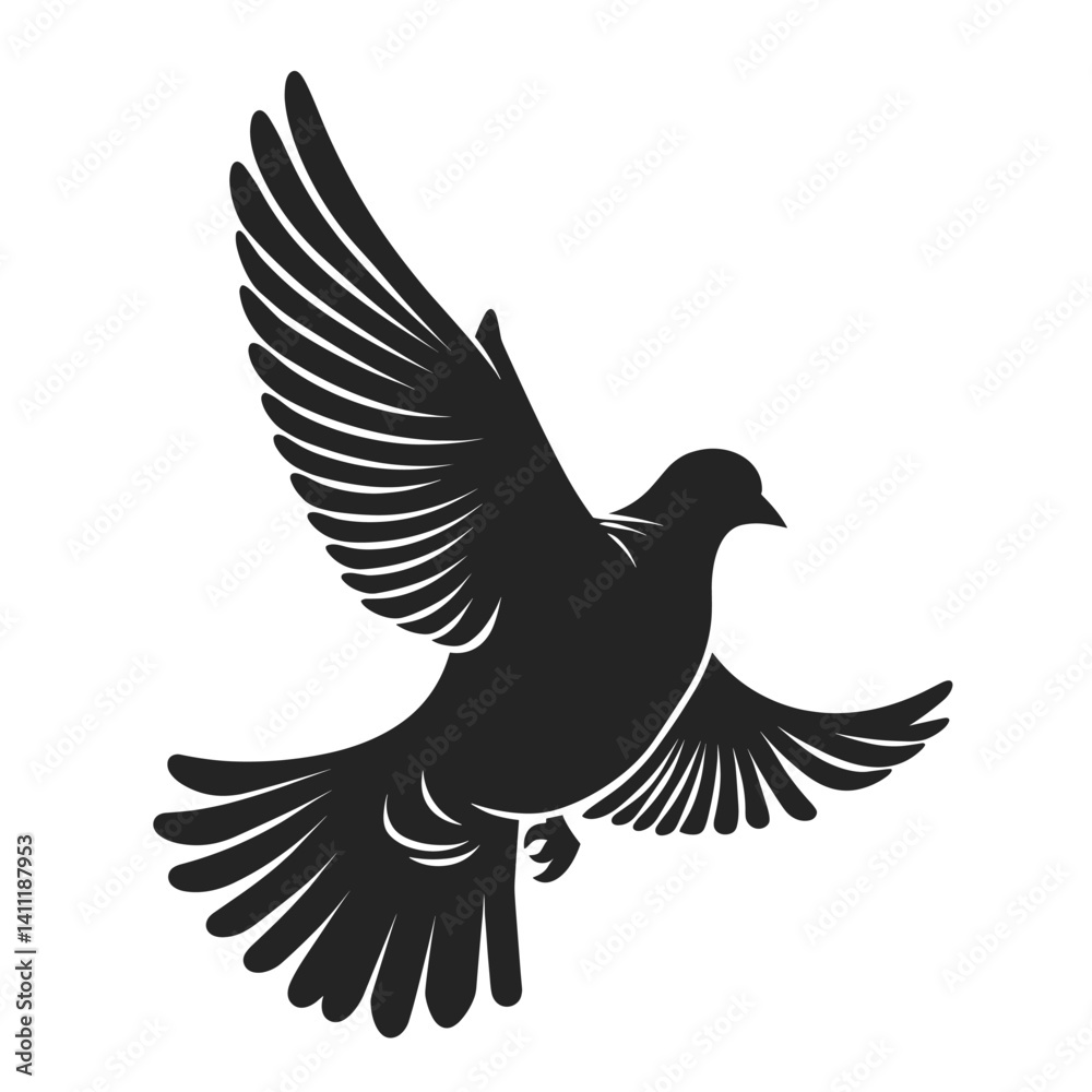 Obraz premium Dove flying silhouette illustration blackbird agelaius vector