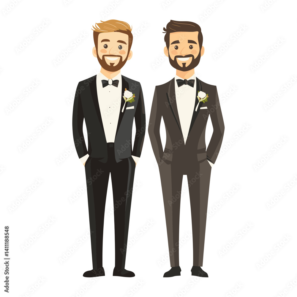 LGBT groom illustration wedding tuxedos vector LGBT groom illustration wedding tuxedos vector