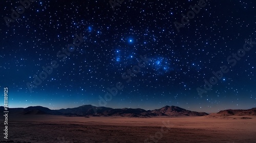 Clear night sky above vast desert featuring theUrsa Major constellation