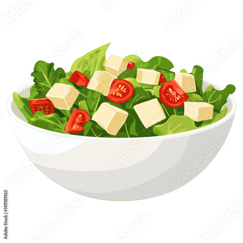 Caesar salad in a bowl illustration vegetables meal vector