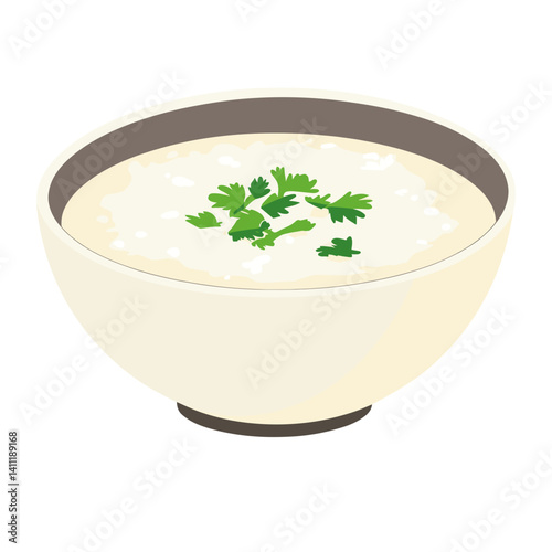 Congee in a bowl illustration background white vector