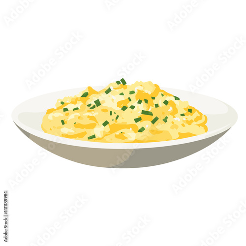 Scrambled egg in a plate illustration texture dish vector