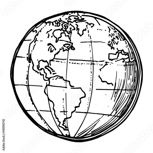 World sketch globe white vector