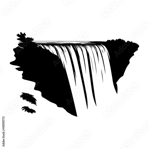 Niagara Falls linear illustration silhouette waterfall vector