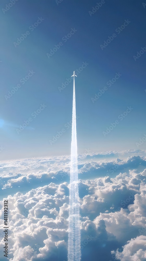 超高層タワーが青い空と雲を背景にそびえ立つ明るい未来的な風景