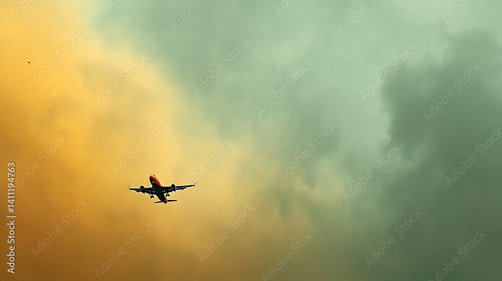 Fototapeta premium Airplane in a stormy sky