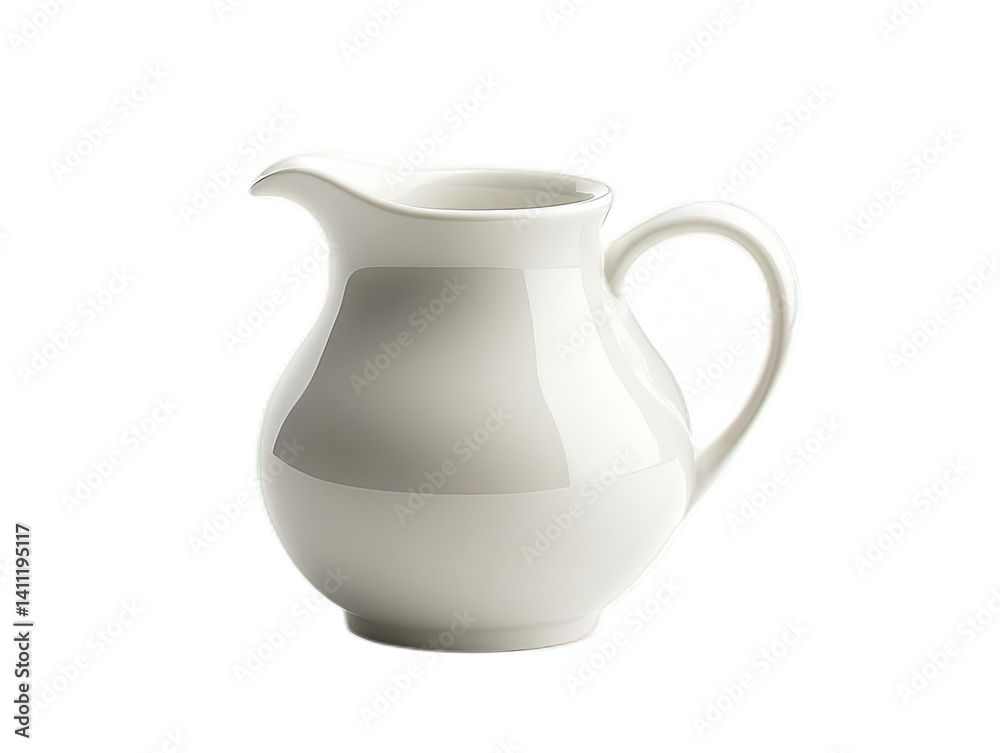 Elegant White Ceramic Creamer with Smooth Curves and Shine Elegant White Ceramic Creamer with Smooth Curves and Shine
