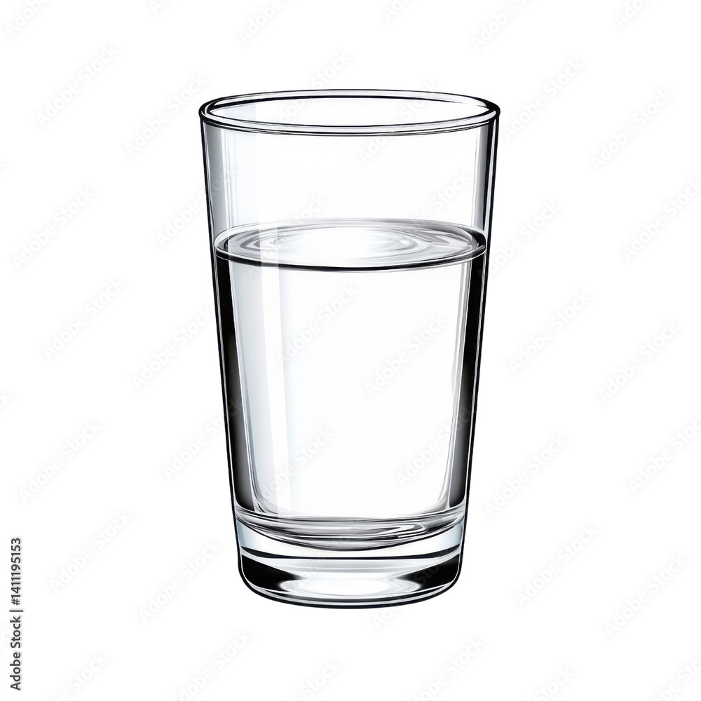 glass of water, isolated on white background, vector illustration glass of water, isolated on white background, vector illustration