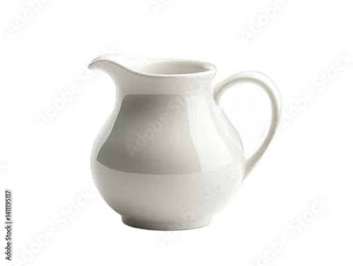 Obraz Elegant White Ceramic Creamer with Smooth Curves and Shine