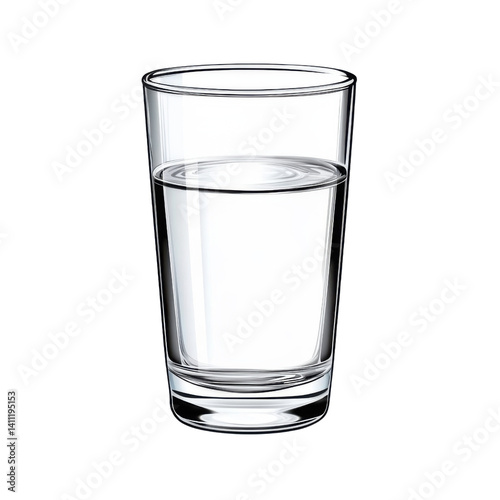 glass of water, isolated on white background, vector illustration