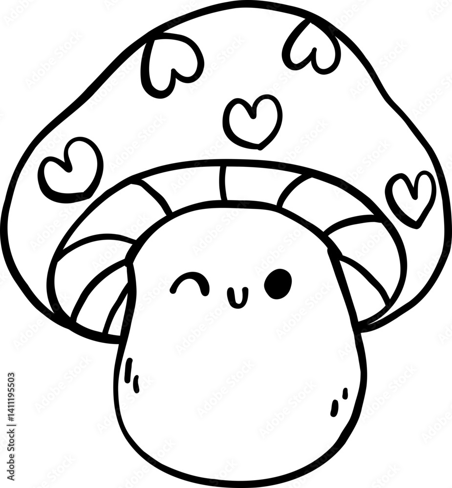 Groovy Retro Spring Mushroom Outline Doodle Hand Drawn Groovy Retro Spring Mushroom Outline Doodle Hand Drawn
