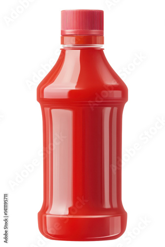 red syrup bottle isolated on white background.