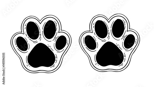 Cat foot print, dog food print