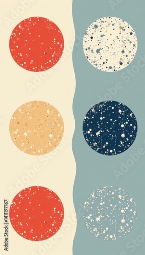 Minimalist set of vector circle templates with simple lines and dots, clean design, dot patterns