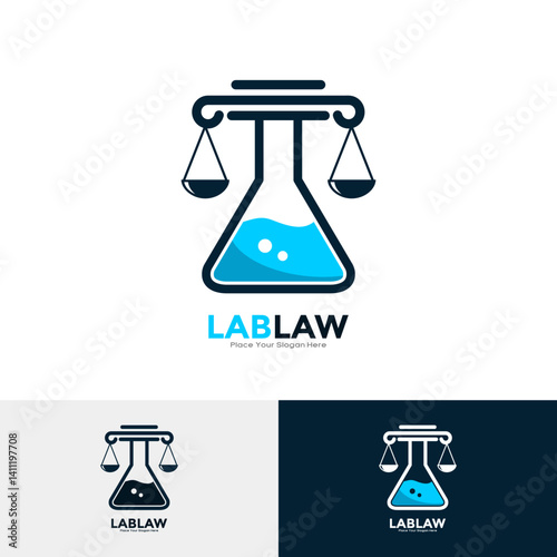 Lab law logo vector  template. Suitable for medical, health, pharmacy, law, laboratory and technology logo