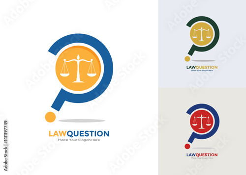 Law question logo vector template. Suitable for education, law firm, attorney, lawyer and business