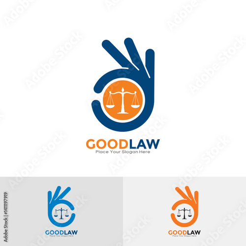 Good law logo vector template. Suitable for business, law firm, attorney, hand symbol