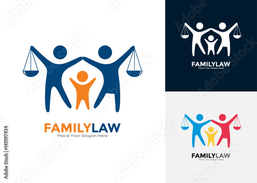 Family Law Logo Vector design Template. Law firm and people icon template design.