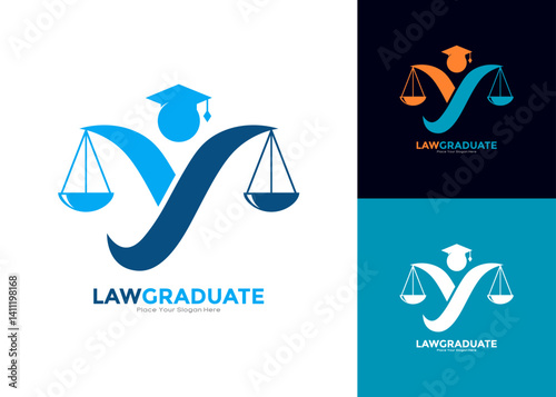 Law graduate logo vector template. Suitable for business, education, law firm and attorney