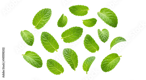 Mint Leaves Isolated on Transparent Background


