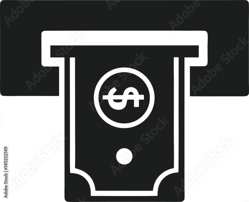 Dollar Bill Dispensed from ATM Slot Vector