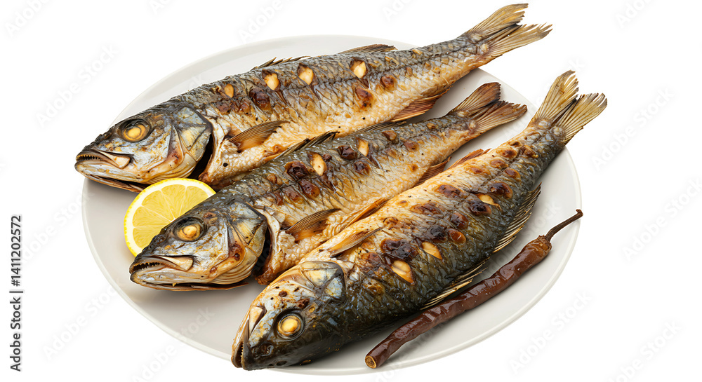 Grilled Fish with Lemon Isolated on Transparent Background
Grilled Fish with Lemon Isolated on Transparent Background