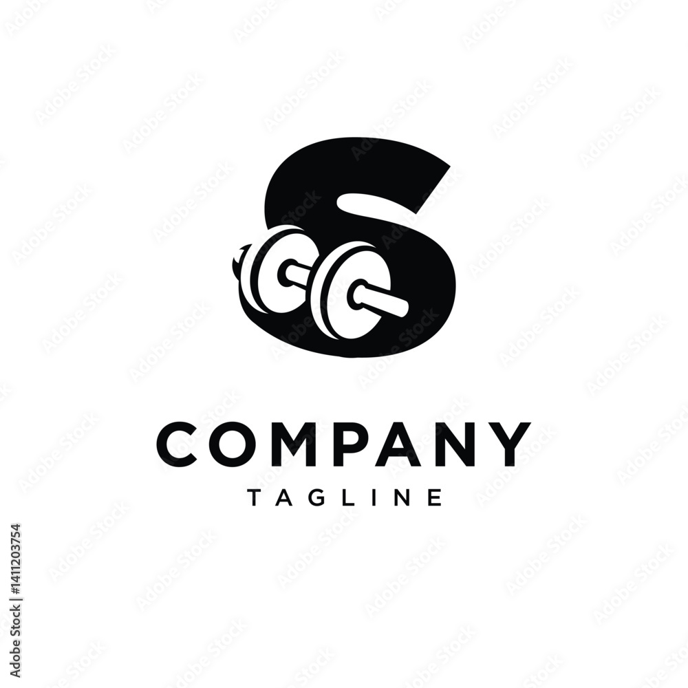 Obraz premium Letter S Dumbbell Logo Icon Vector