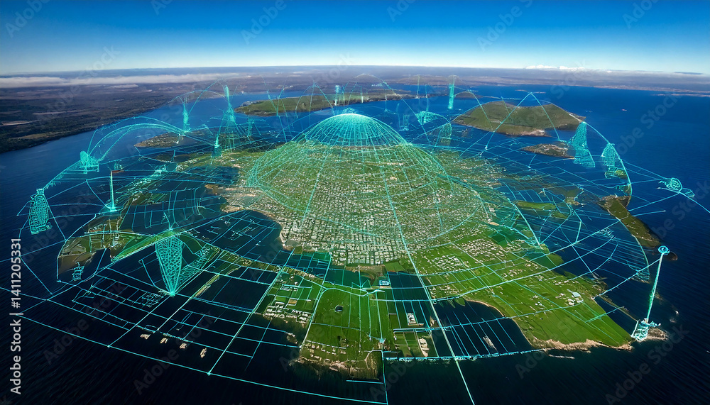 Fototapeta premium テクノロジー 青 生成AI 背景 