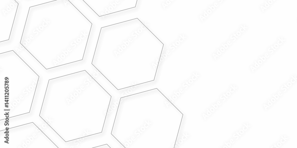 Abstract white vector wallpaper with hexagon grid.3D Futuristic honeycomb mosaic white background. Realistic geometric mesh cells texture. Abstract white vector wallpaper with hexagon grid.3D Futuristic honeycomb mosaic white background. Realistic geometric mesh cells texture.