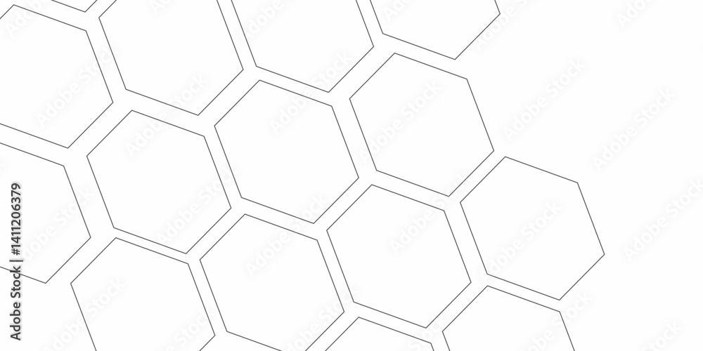 Abstract white vector wallpaper with hexagon grid.3D Futuristic honeycomb mosaic white background. Realistic geometric mesh cells texture.